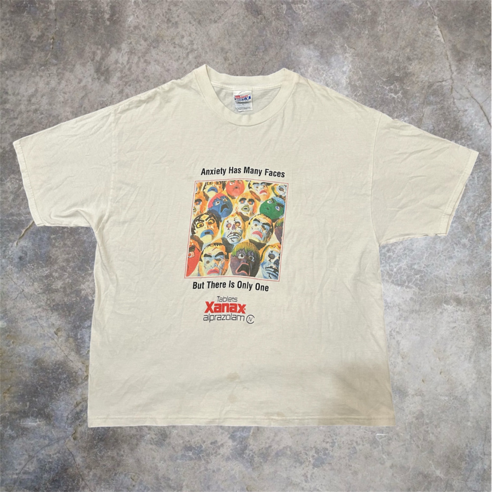 Vintage 90s Xanax Anxiety Has Many Faces Promo shirt